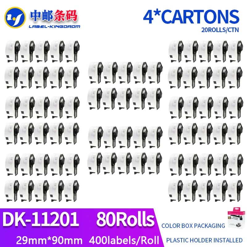 80 rotoli compatibili DK-11201 etichetta 29mm * 90mm 400 pezzi per stampante termica Brother QL-700/800 tutti sono dotati di supporto in plastica DK-1201