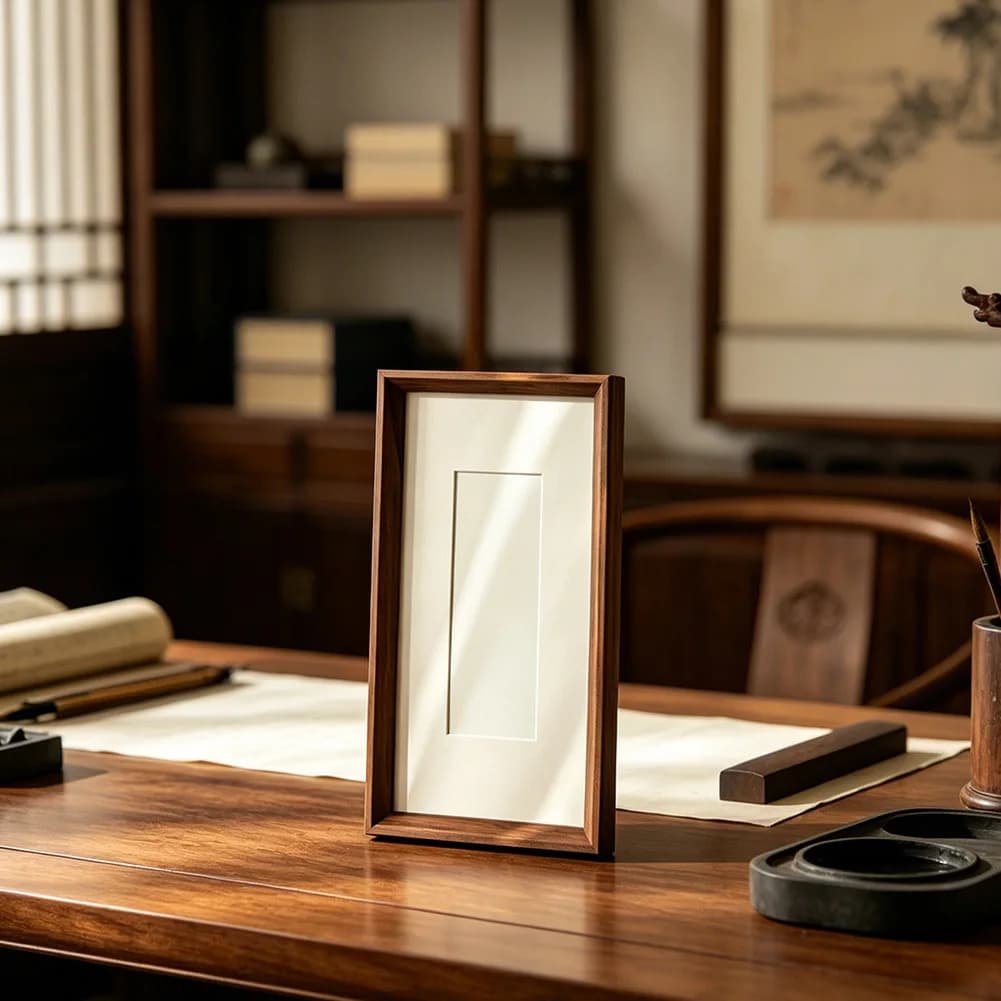 1pc Fashion Elegant Solid Wood Photo Frame In Walnut Finish - Perfect For Home Decor Wooden Picture Frame