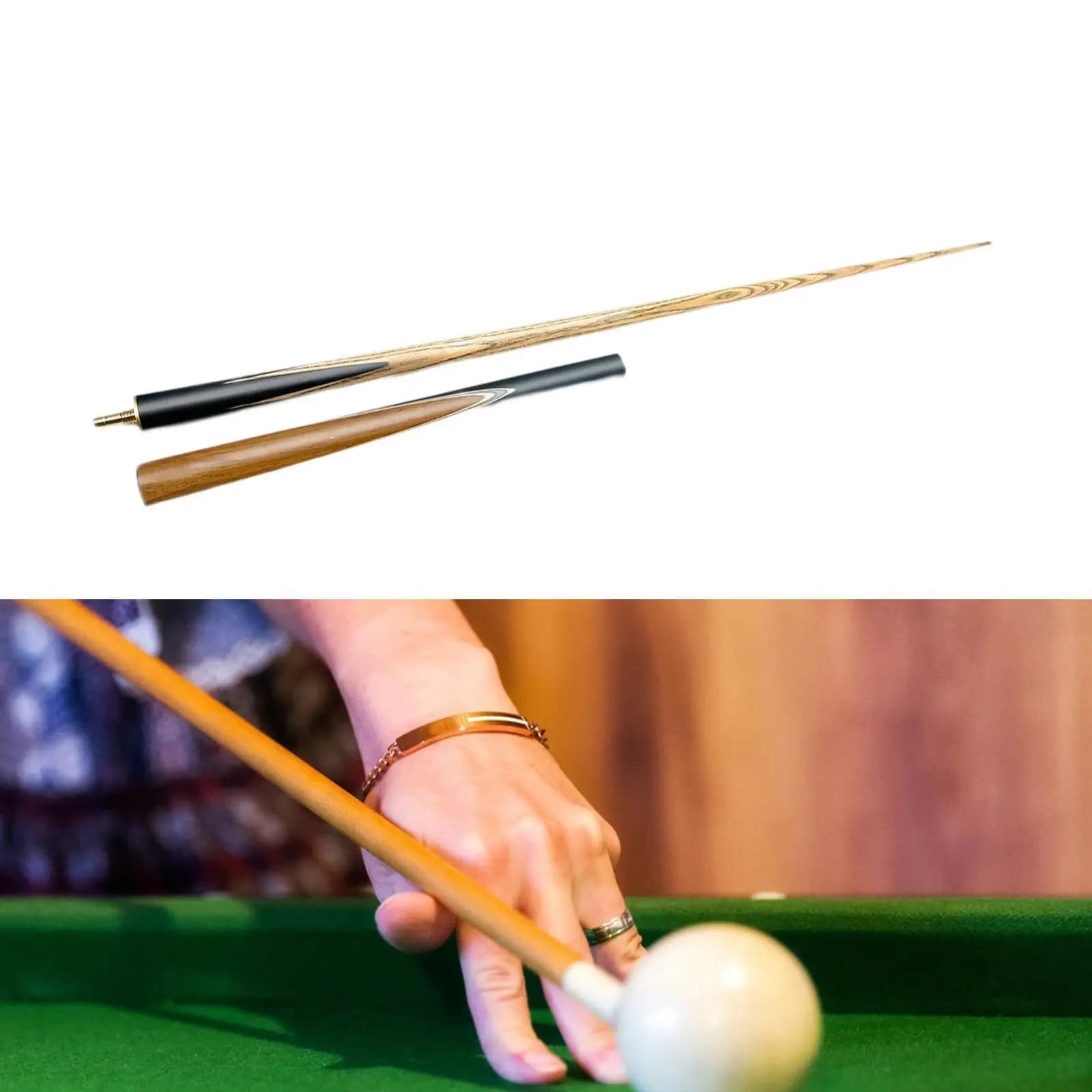 Pool Cue Stick Two Sections Billiard Players Practical Length 57inch Adults Stylish Beginners Snooker Cue for Game Office House