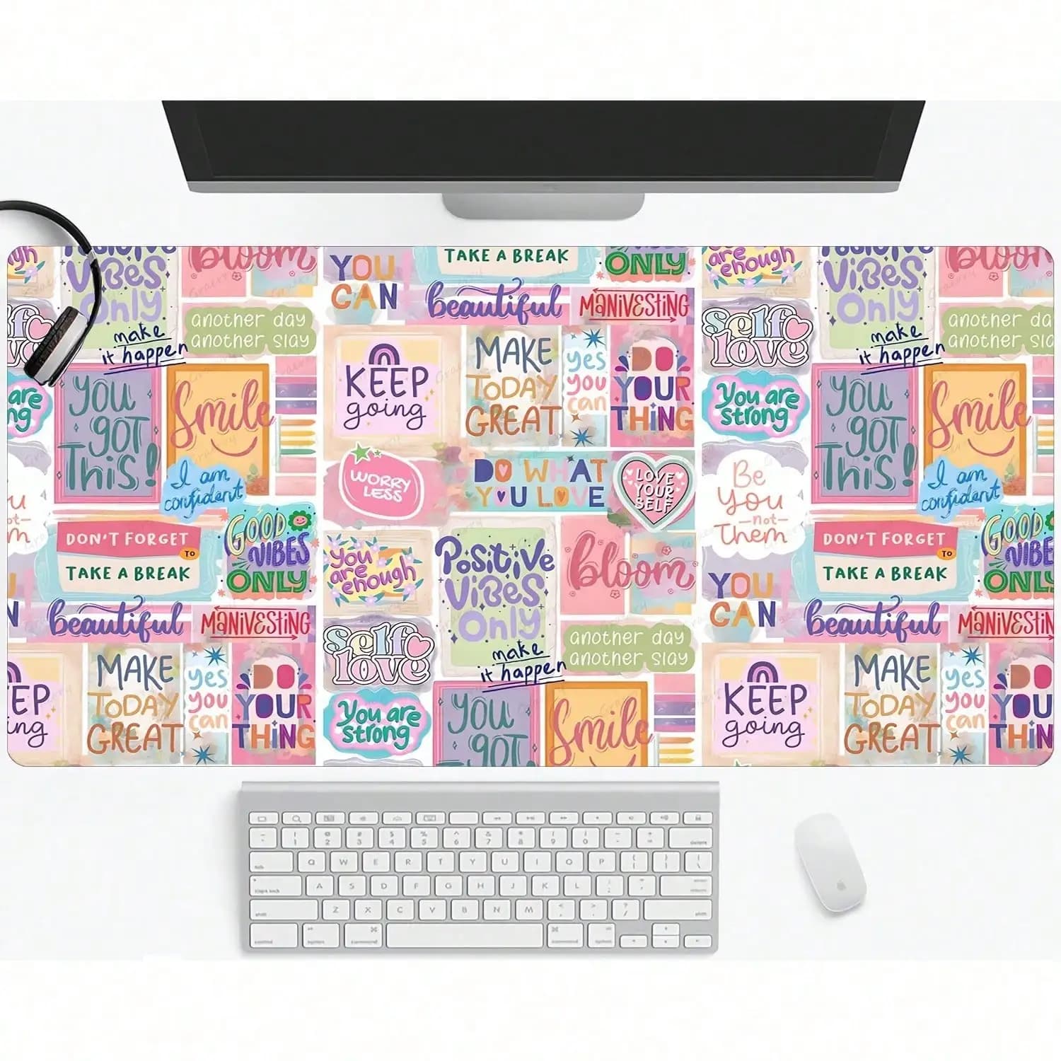 Large Inspirational Aesthetic Gaming Mouse Pad, Non-Slip Rubber Base, Colorful Motivational Quotes, Suitable For Office And Home Desk Accessory, Desk Mouse Pad, Desk Mat, Large Mouse Pad, XXL Mouse Pad, Mouse Pad, Computer Desk Mat
