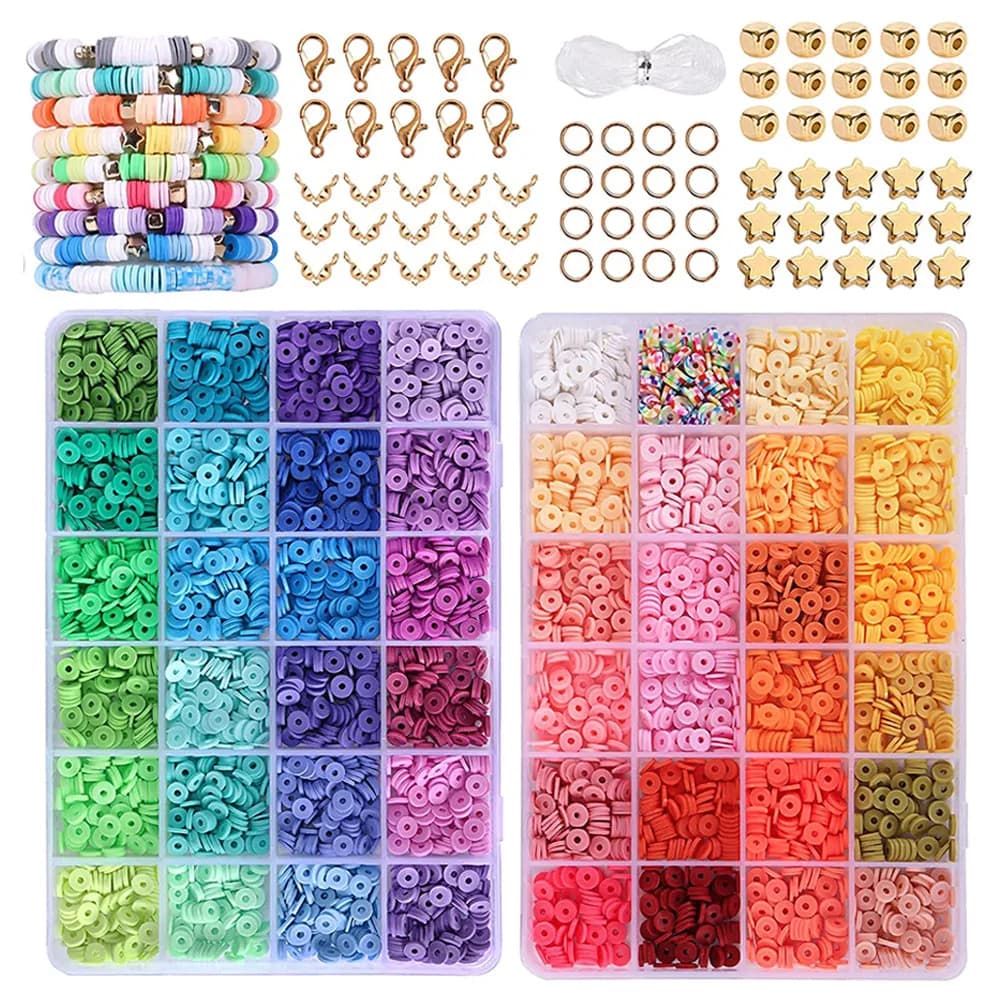 Set di Perline in Argilla Polimerica per Creazione di Braccialetti, Kit Fai-da-Te per Gioielli, Set di Perline per Braccialetti, Collane e Trecce per Adulti Creativi