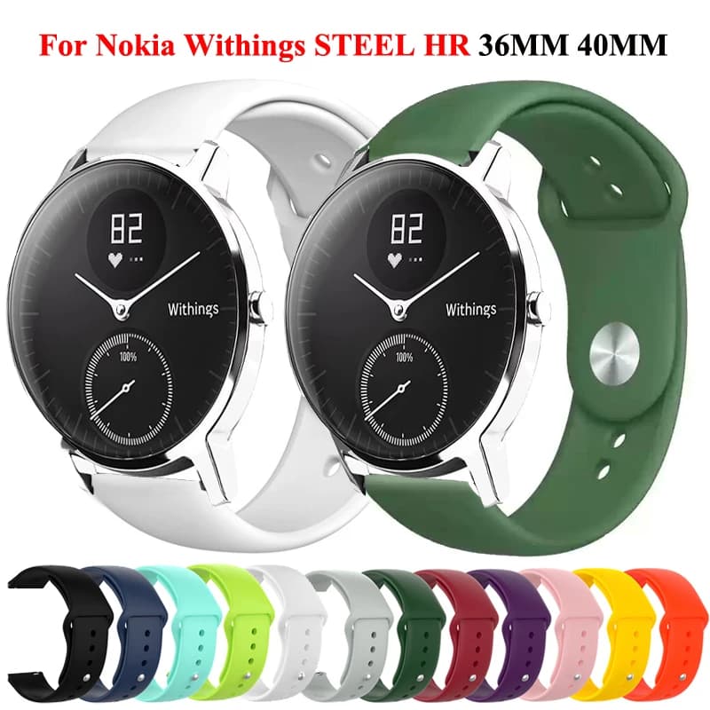 Cinturino in silicone a sgancio rapido 18mm 20mm per Nokia Withings Move Steel HR Sport 36mm 40mm Scanwatch Smartwatch cinturino da polso