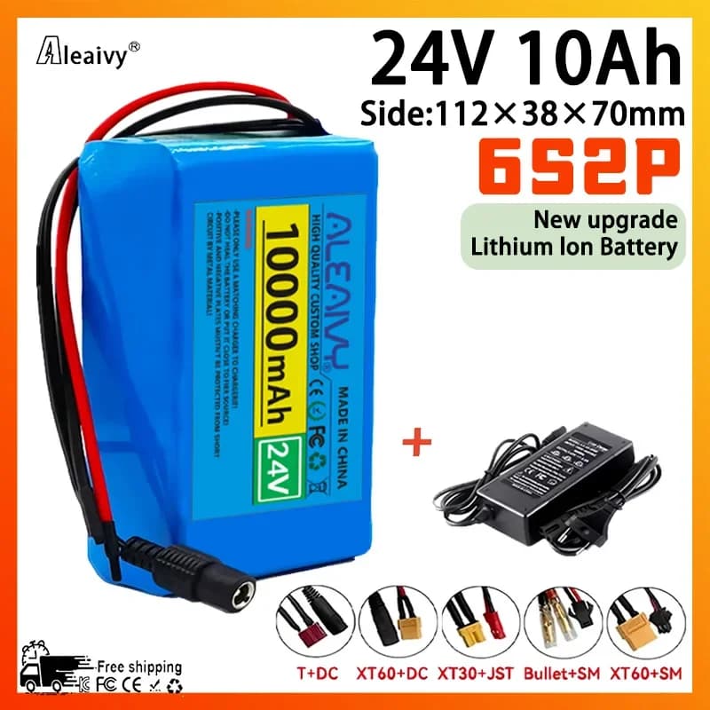 6s2p 24V 20000mAh 18650 lithium battery rechargeable battery with BMS protection board lithium-ion battery pack with charger