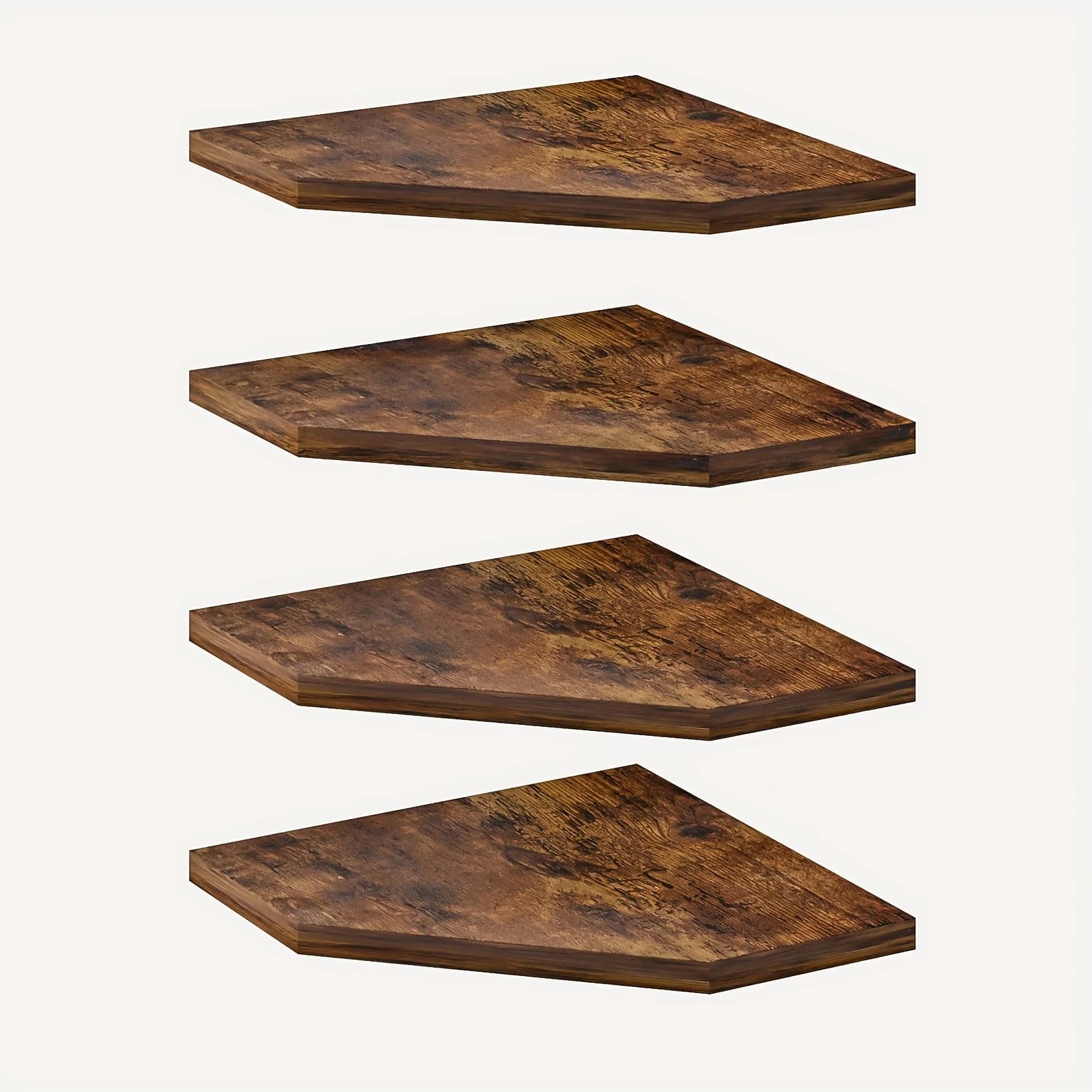 TOMNK Organizer da parete angolare in legno stile country, mensola galleggiante salvaspazio, espositore multiuso per piccoli spazi, pratica decorazione da parete per soggiorno, camera da letto, bagno e cucina, marrone/nero/bianco per decorazioni natalizie