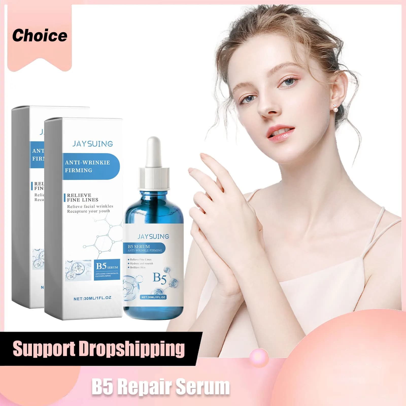 Vitamina B5 siero viso acido ialuronico rassodante idratante nutriente controllo dell'olio schiarente dissolvenza linee sottili essenza per la cura della pelle
