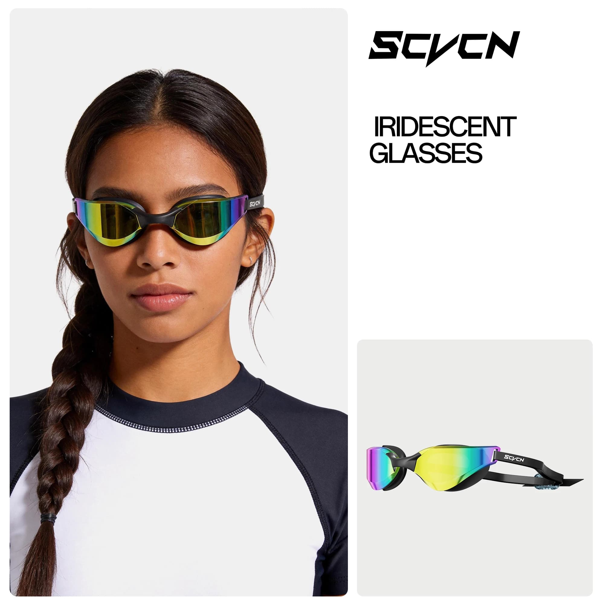 Occhialini da Nuoto Scvcn Antiappannamento, Occhiali da Sole UV400 Professionali per Visione Subacquea, Occhiali alla Moda per Adulti