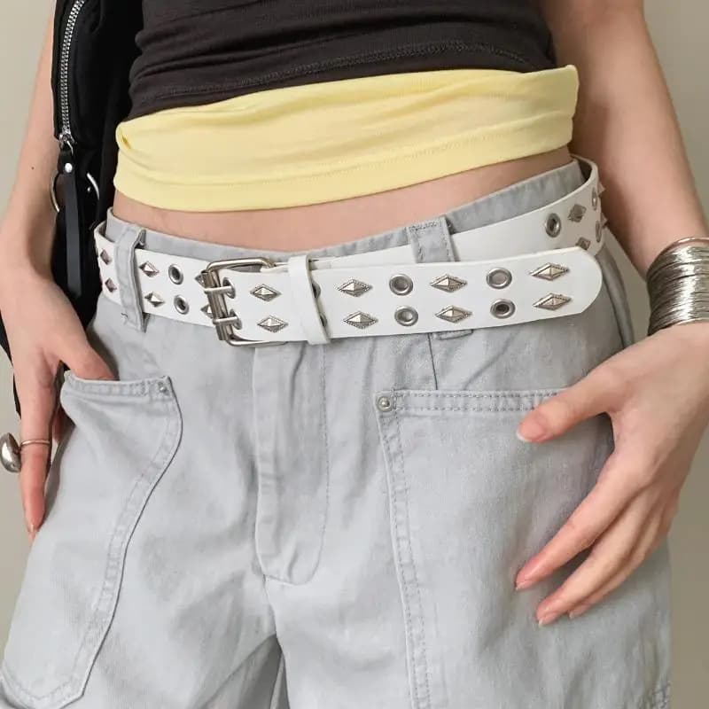 Rivet Decorated Punk Fashion Belt Unisex Streetwear and Casual Style Jeans Accessory