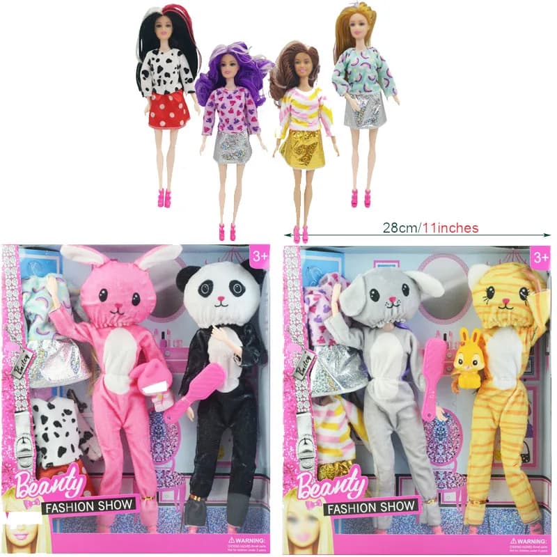 Vendita calda bambola da 30cm con Costume Cosplay animale vestiti e accessori per cartoni animati per giocattoli Barbie per regalo di compleanno della ragazza dei bambini