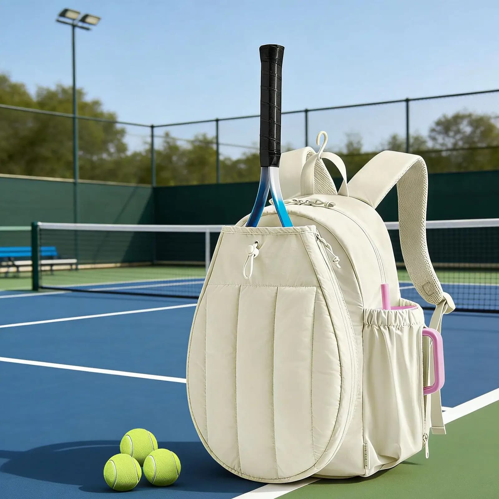 Tennis racket bag, wear-resistant, polyester, for transporting pickleball rackets, badminton, school use