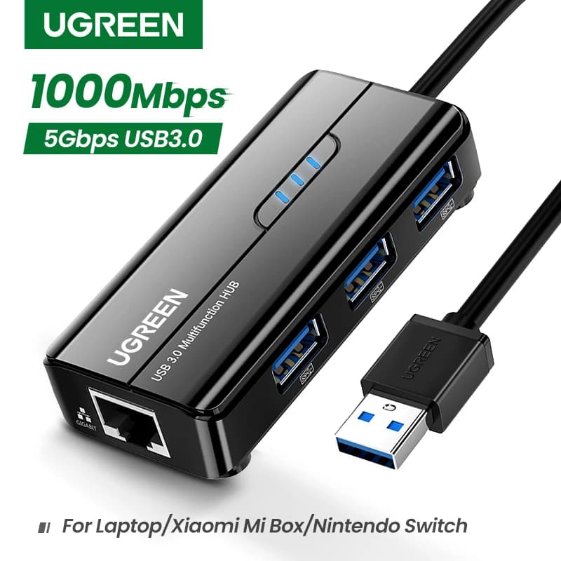 UGREEN USB3.0 HUB Adattatore Ethernet 1000Mbps USB a RJ45 Per Il Computer Portatile Xiaomi Mi Box S/3 Windows Ethernet HUB USB Lan Scheda di Rete