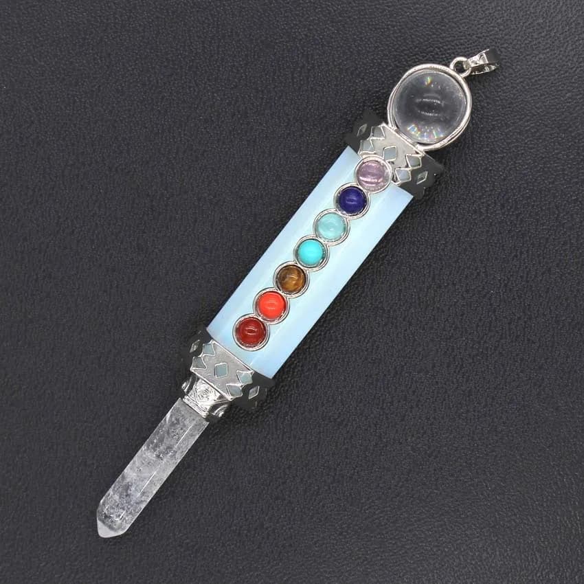 Ciondolo in quarzo rosa rosa cristallo curativo naturale per collana pendolo esagono colonna 7 Chakra Reiki pietra bilanciamento gioielli