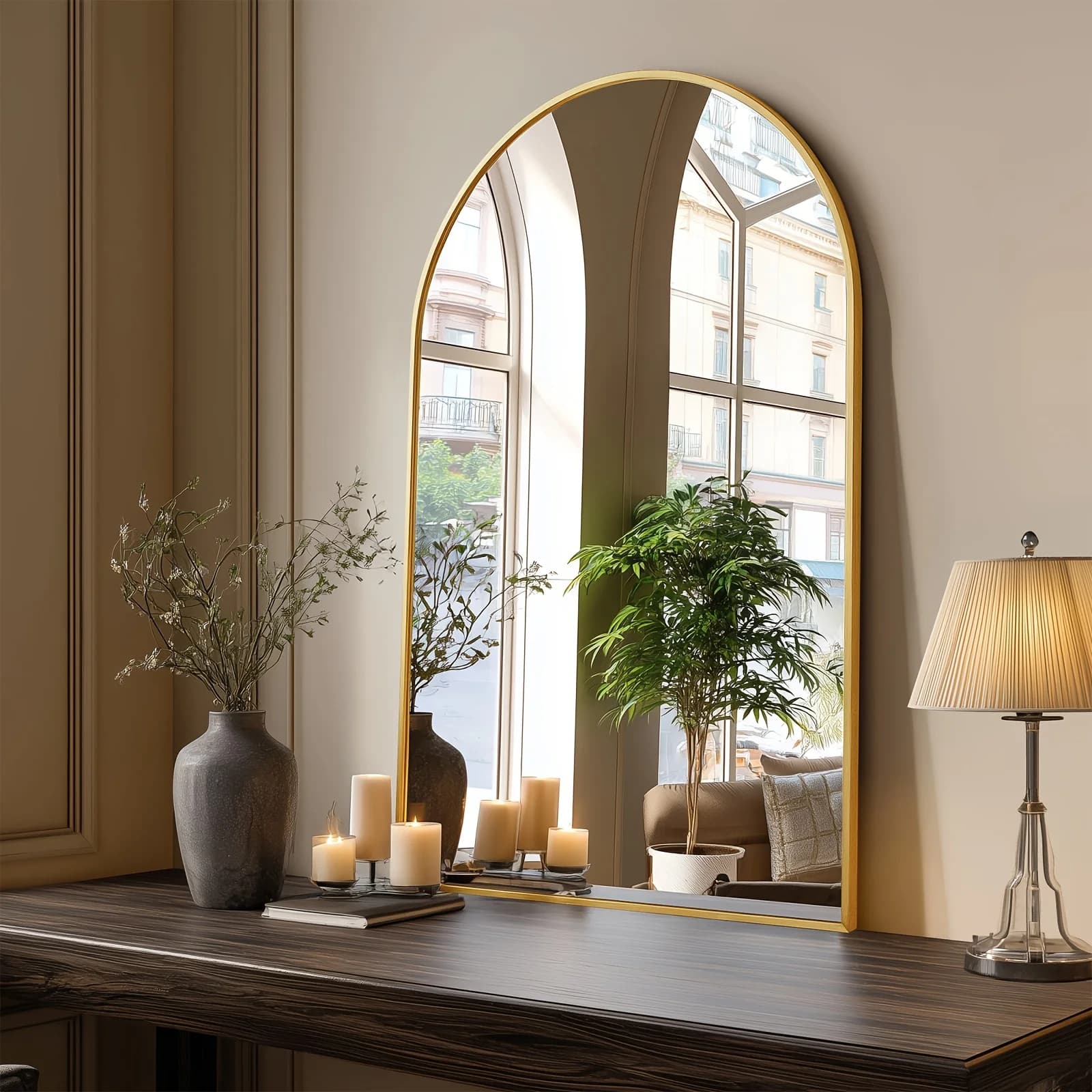 Arched Bathroom Mirror with Metal Frame - 22X30, 24X36, 26X38 Inch Wall Mounted Vanity Mirror for Bathroom, Bedroom, Entryway in Black Or Golden