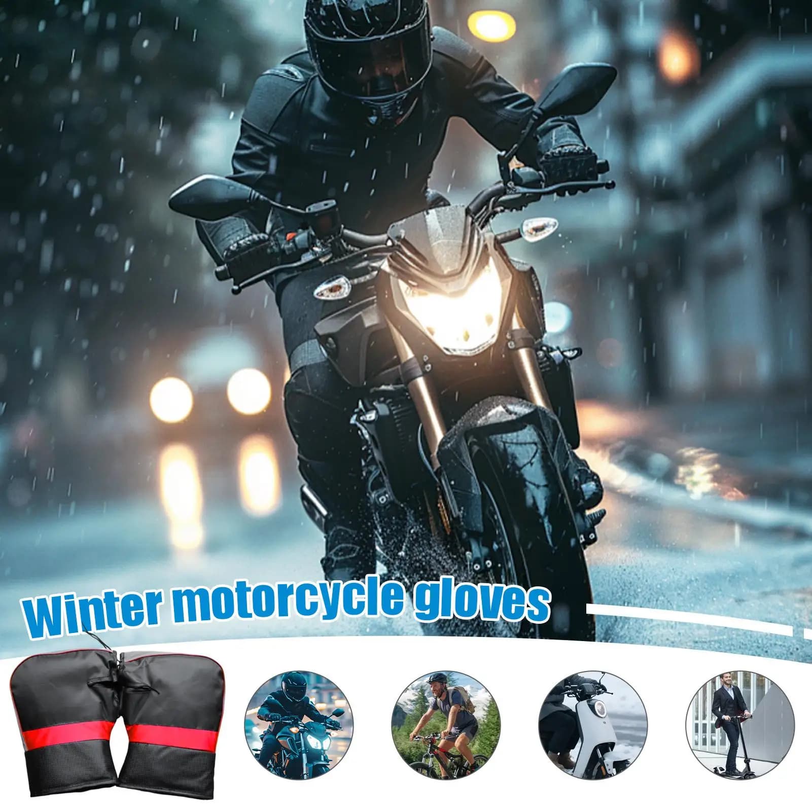 Guanti da manubrio per bici Forniture per biciclette impermeabili calde Guanti da manubrio per moto impermeabili per motoslitta per moto scooter