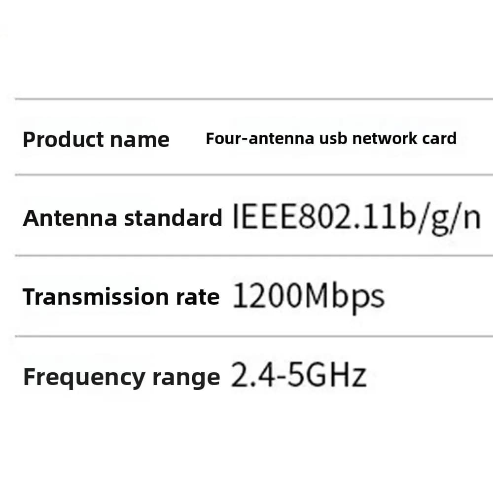 Adattatore WiFi USB a Doppia Banda con 4 Antenne, Ricevitore USB 1200Mbps, Dongle WiFi 2.4G/5Ghz Senza Driver, Scheda di Rete Wireless