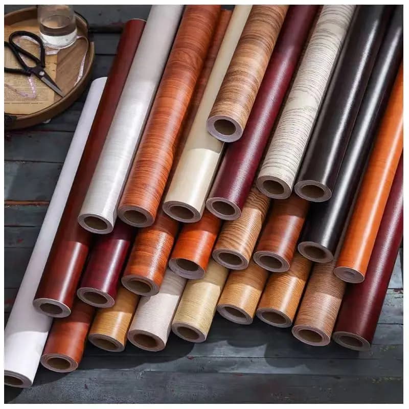 Adesivo impermeabile in PVC con venature del legno addensato Armadi Porta da tavolo Mobili Pellicola decorativa rinnovata Carta da parati autoadesiva