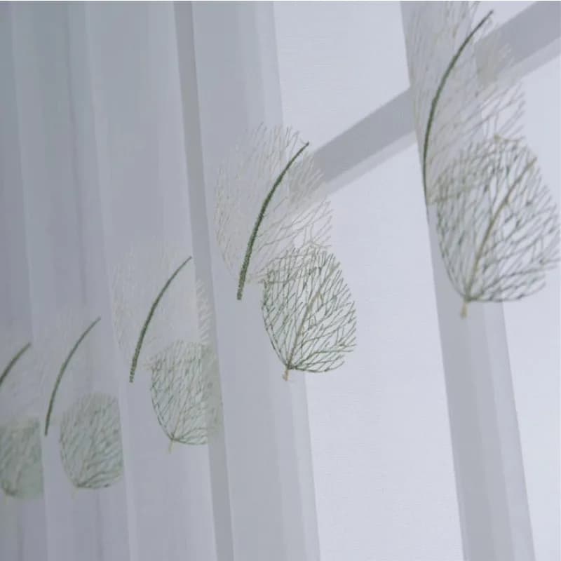 Modern Simple Embroidery Fresh Small Leaves Ghost Embroidery Yarn Living Room Bedroom Balcony Curtains