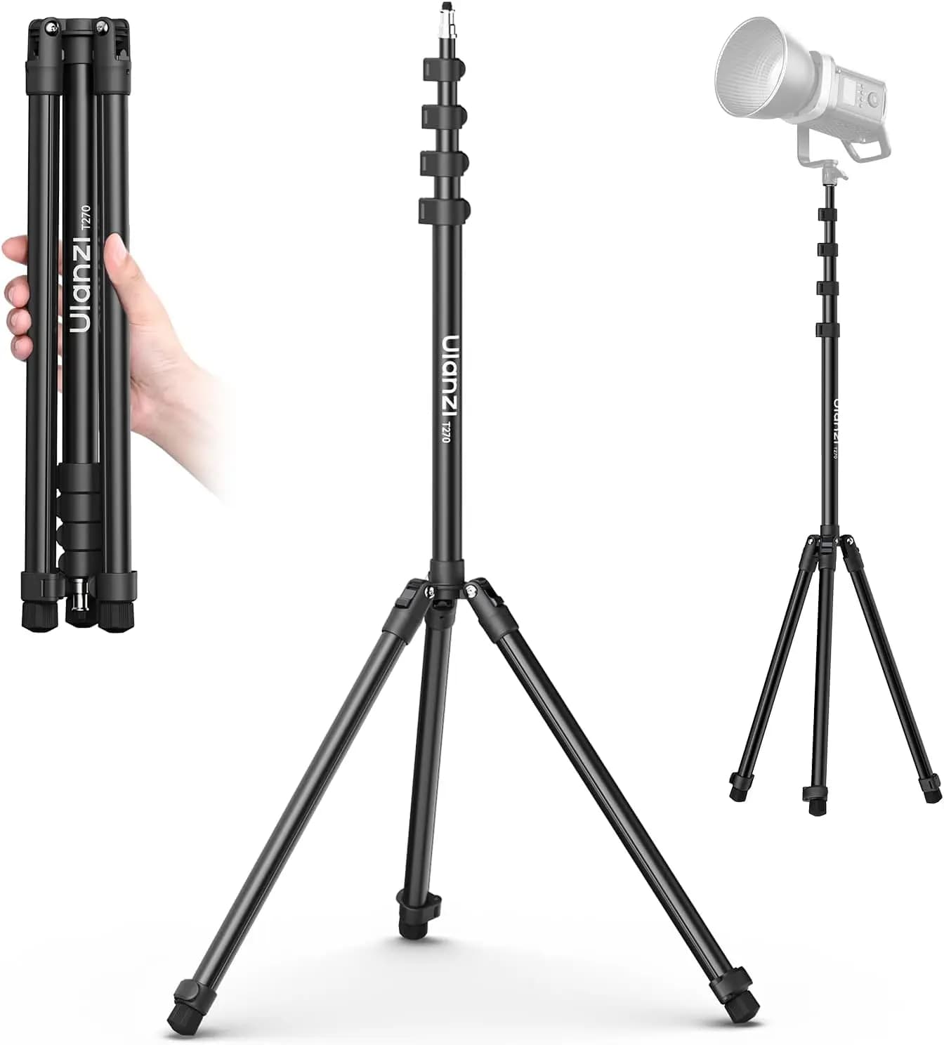 Supporto per Illuminazione Fotografica Regolabile 8.8FT, Treppiede in Alluminio per Softbox, Luce LED, Riflettore, Flash, Illuminazione Video