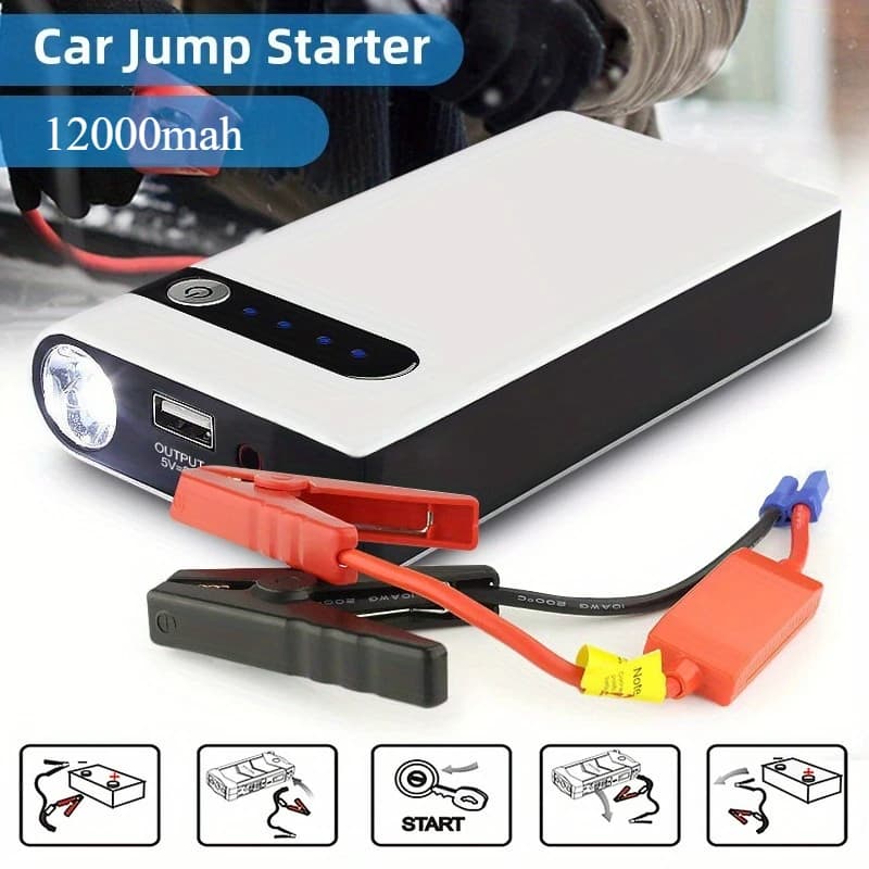 Nuovo Avviatore di emergenza per batteria per auto 12000mAh Caricatore portatile per batteria per auto 12V Dispositivo di avviamento Booster di emergenza