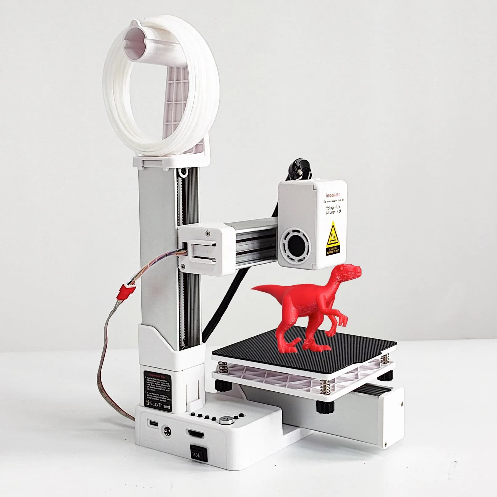 Stampante 3D EasyThreed Entry Level compatibile con filamenti PLA e TPU da 1,75 mm, include alimentatore.