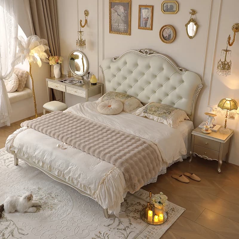 Letto per ragazze adolescenti nordico Toeletta Supporto per gambe Letto doppio moderno Tappezzeria Cama De Lujo Para Dormitorio Mobili per la casa