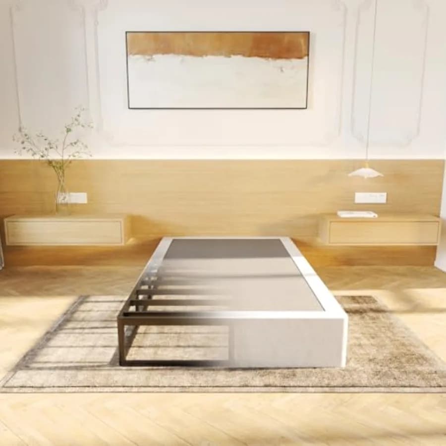 Bed base with spring box, mattress support with fabric coating, easy to mount