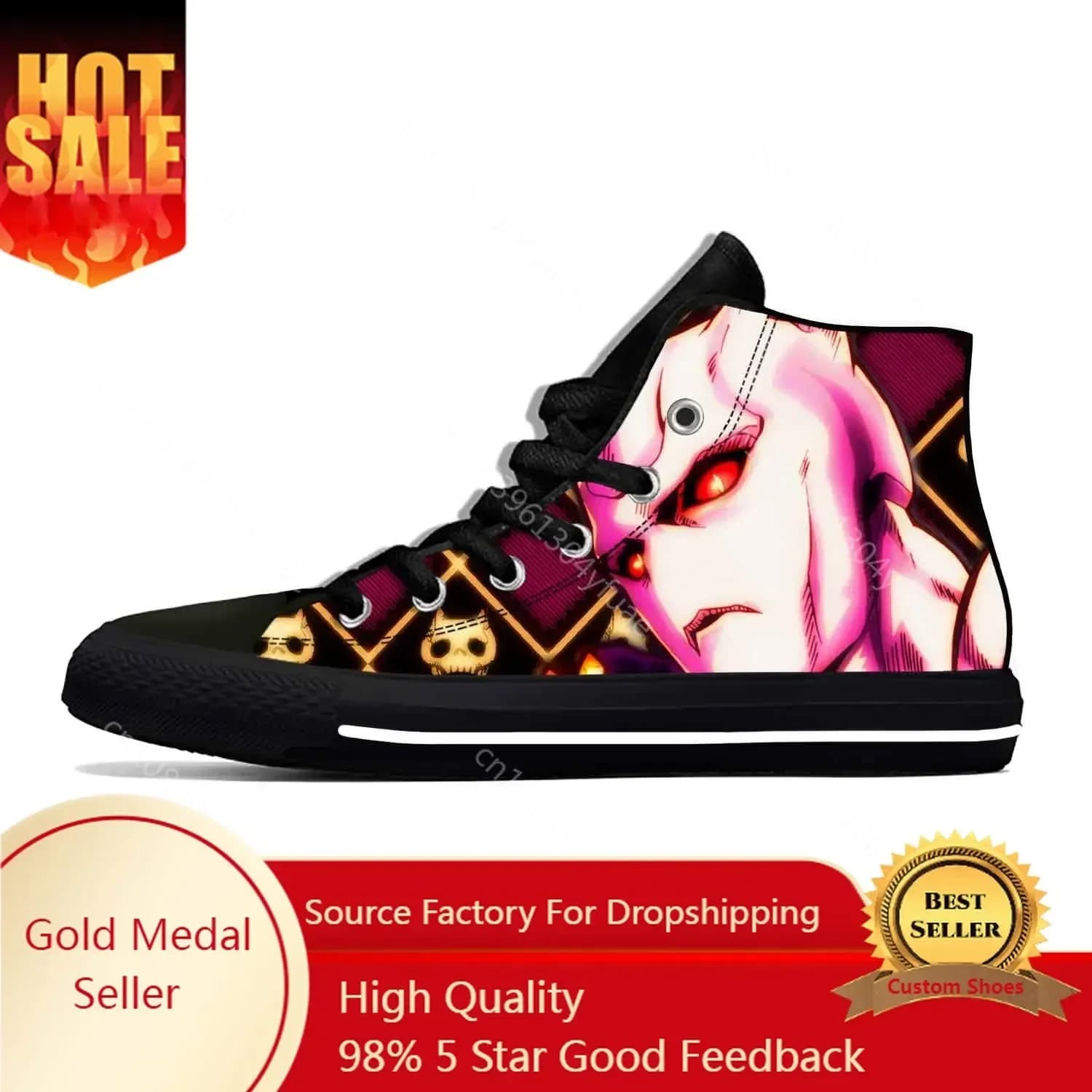 Hot Summer Anime Cartoon Killer Queen JoJo Bizarre Adventure Scarpe di stoffa casual Uomo Donna Sneakers Scarpe da tavolo classiche ad alto aiuto