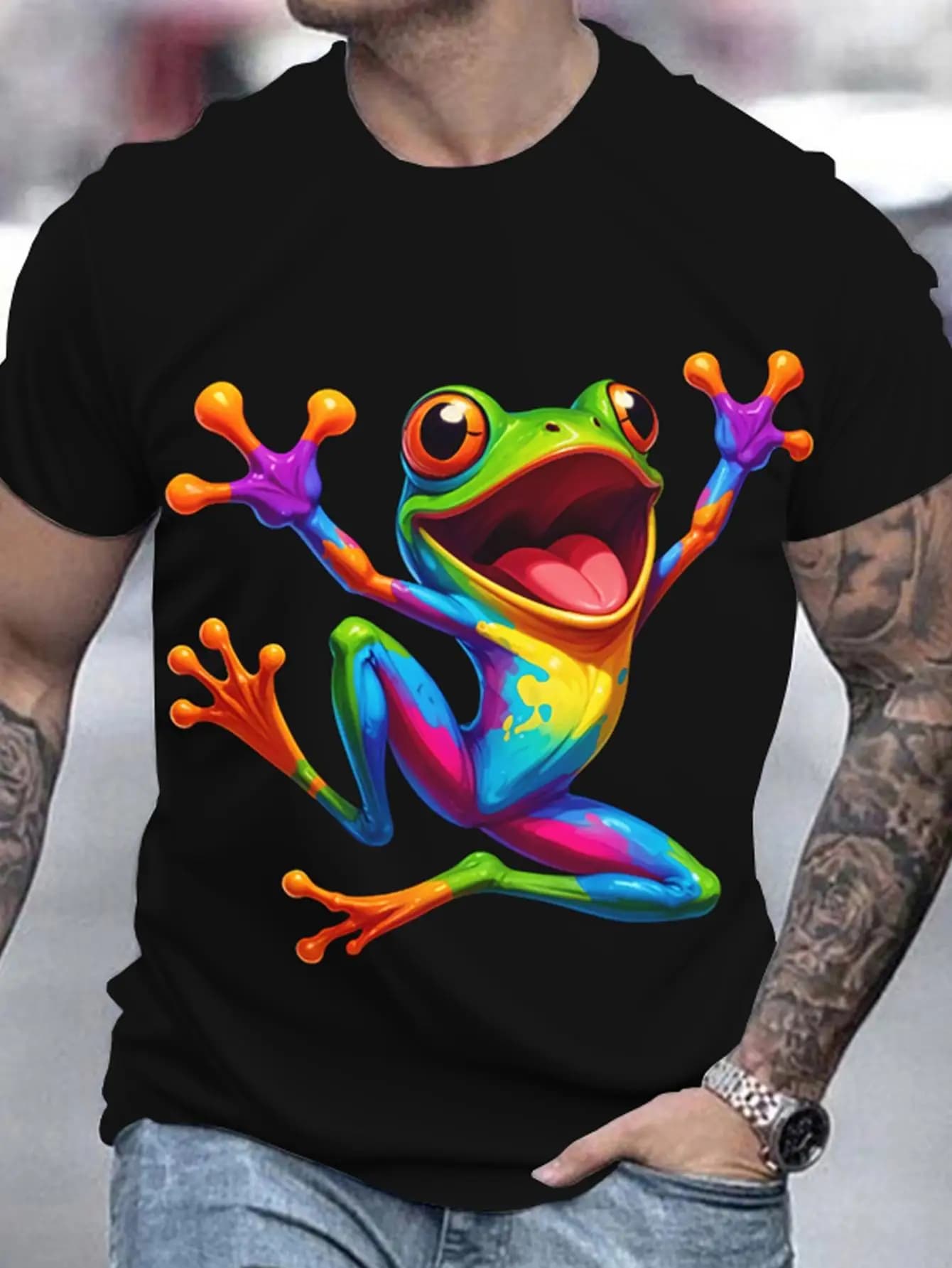 Tree Frog T-shirt with round neckline, 100% cotton, short sleeve, for woman, man, family, fun gift, regular fit, comfortable