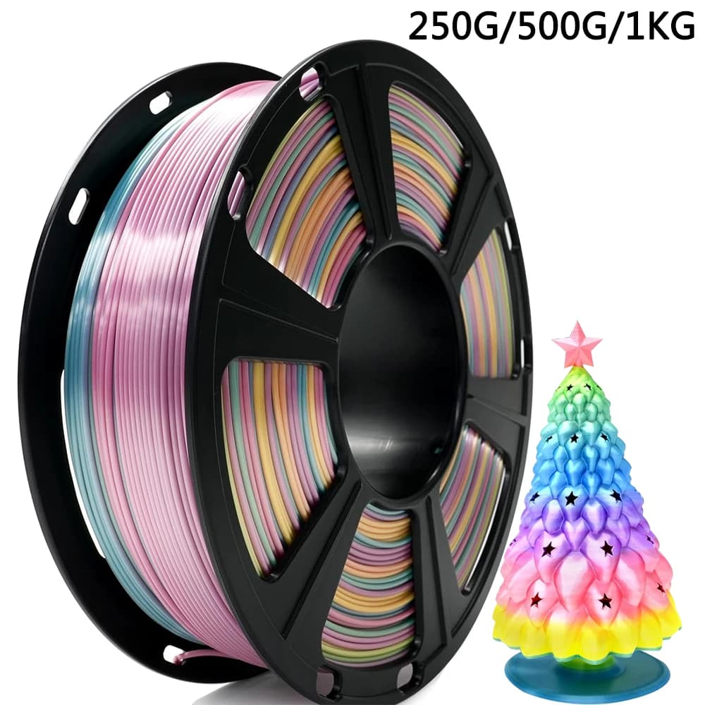 Filamento PLA Effetto Seta Arcobaleno Colore Macaron per Stampante 3D 250g 500g 1Kg Colore Arcobaleno 1.75mm per Materiale di Stampa 3D