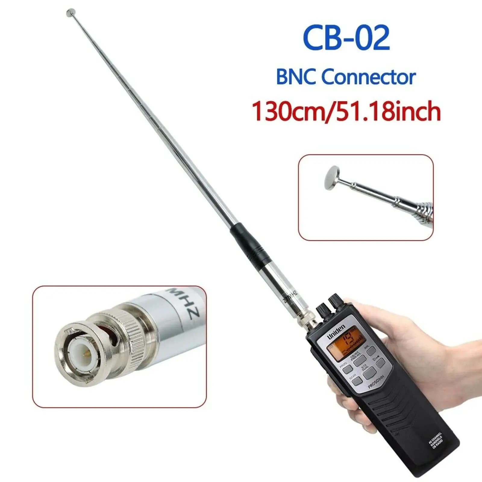 20W 27Mhz BNC Walkie Talkie Antenna teloscopica 23-130cm Antenna per Cobra HH50WXST HH50 C75WXST Accessori radio