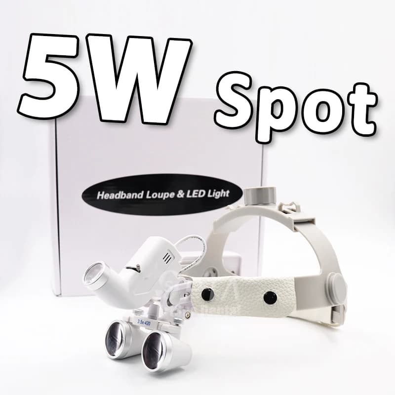 Dentale 5W 2.5X E 3.5X Lente di Fuoco Faro Punto di Luce Con Luce Medica Odontoiatria Testa Indossare Binocolo