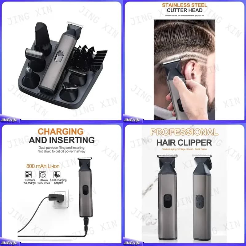 custom for Men Grooming Kit 5 in 1 Rechargeable Hair Trimmer Electric Clipper Beard Nose Ear Shaver Body Hair Remover Tool