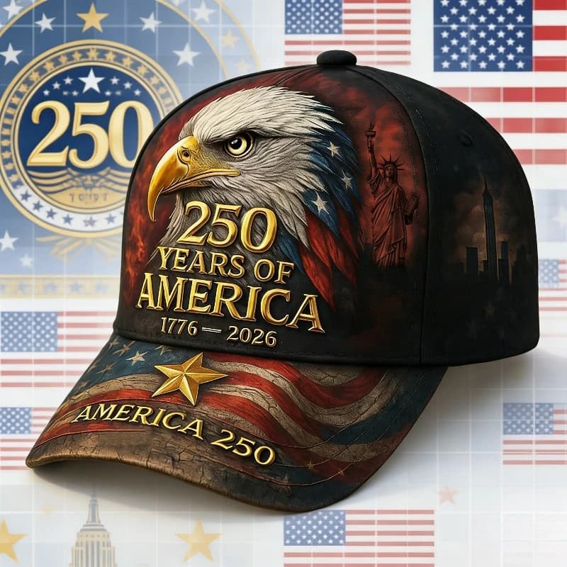 Cappellino da Baseball con Bandiera e Aquila USA 1776-2026, Cappello Patriottico per il 250° Anniversario dell'America, Berretto Vintage Regolabile per Me