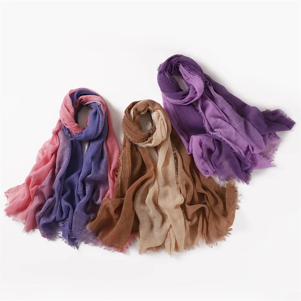 Sciarpa di lino in cotone sfumato da donna Summer Girl Colori Patchwork Sciarpe per protezione solare Scialle morbido Foulard Scialli avvolgenti in viscosa Nuovo