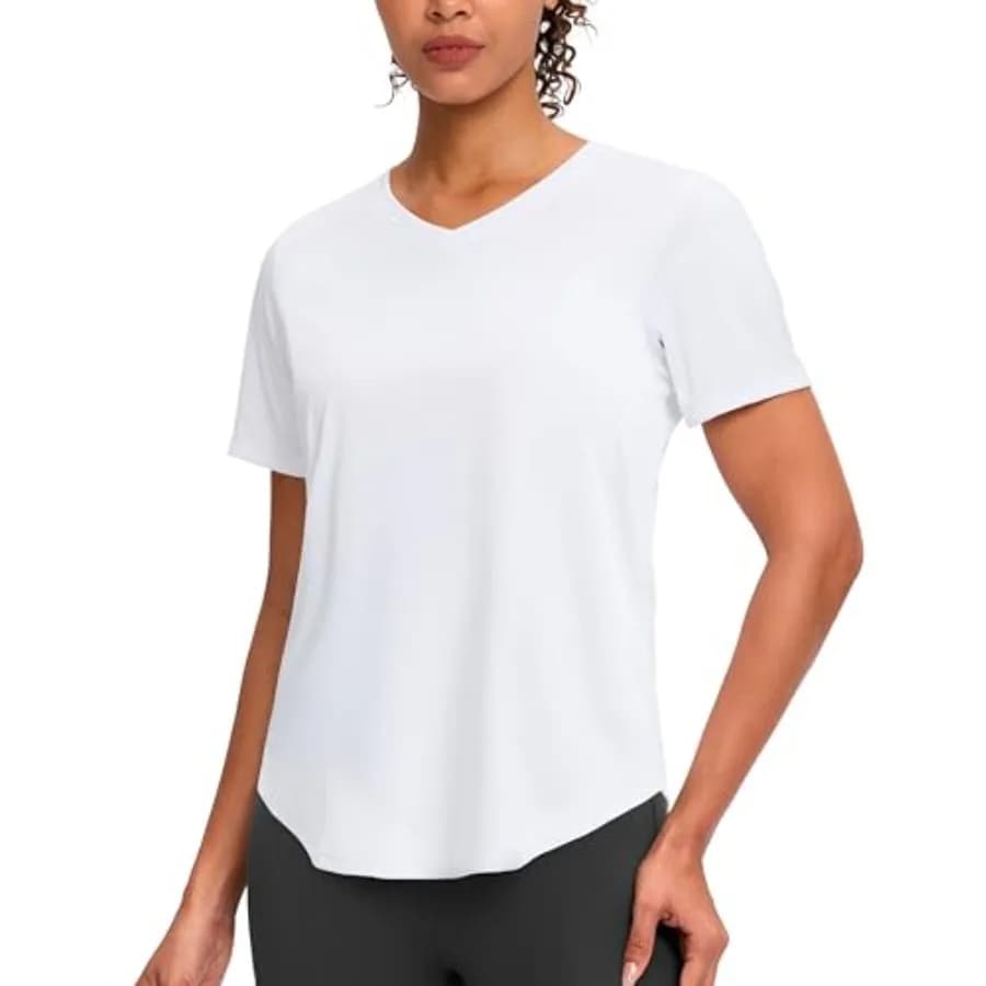Women's Training T-shirts with V-neck, short sleeves, UPF 50+ solar protection, breathable and fast drying for gym, running, sports.