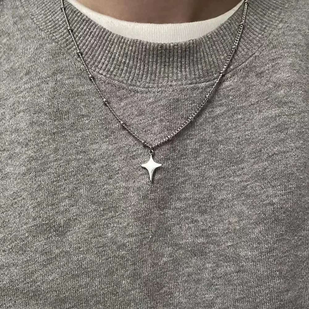 SUMENG 2025 Trendy Star Hollow Pendant Necklace Simple Fashion Jewelry Chain Choker for Women Men Party Gifts