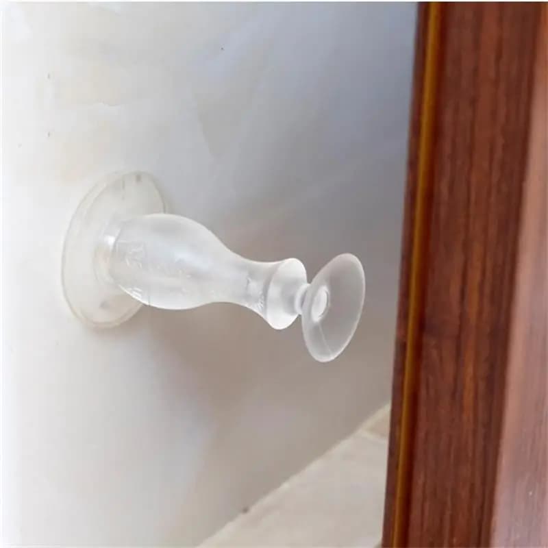 Mute Door Stoppers Self-Adhesive Doorstops Door Handle Wall Safety Crash Protection Anti-Collision Rear Retainer Stop Block 1PC