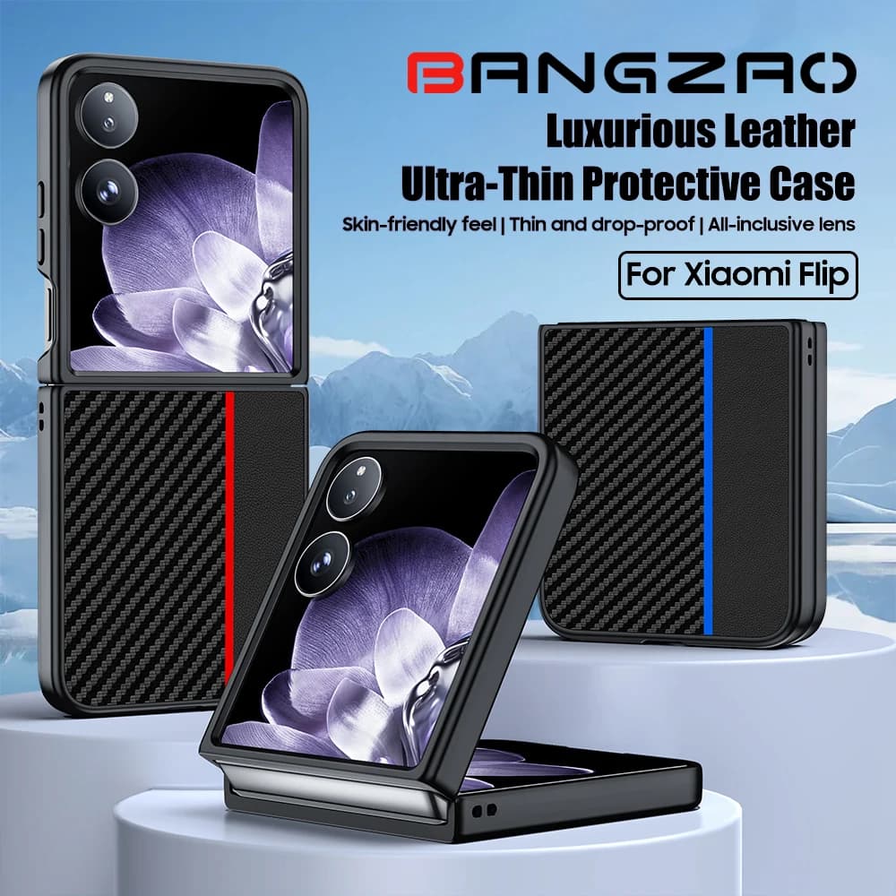 For XIAOMI MIX Flip Phone Case Carbon Fiber Pattern Anti-Fall Ultra-Thin Leather Case For MI MIXFlip Protective Case