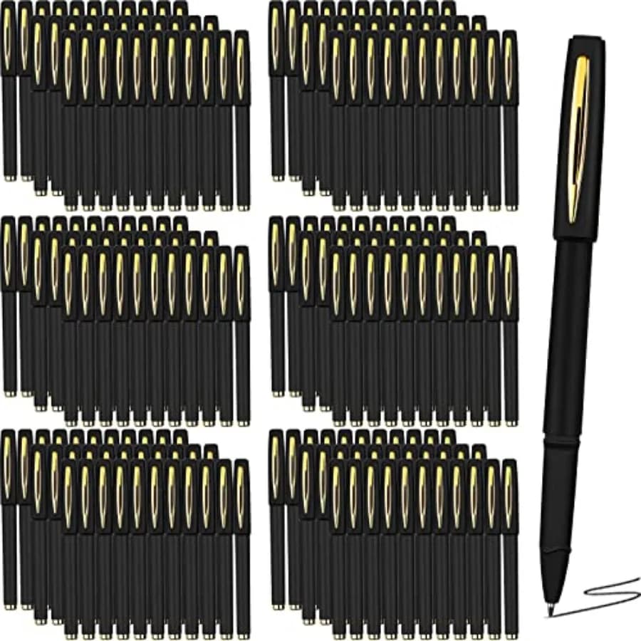 Set di Penne Gel Nere, Penne Roller da 0,5mm, Penne a Sfera Ultra Sottili per Ufficio e Scuola