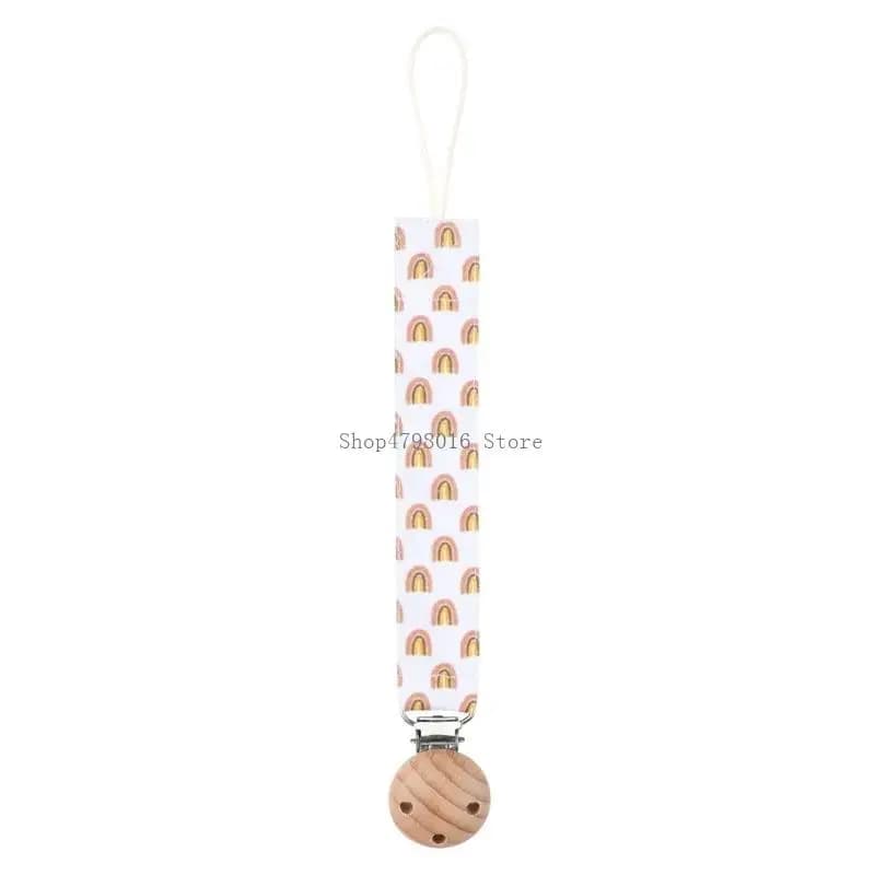 Attraente stampato a catena teether Flowers clip clip in legno per ciucieri