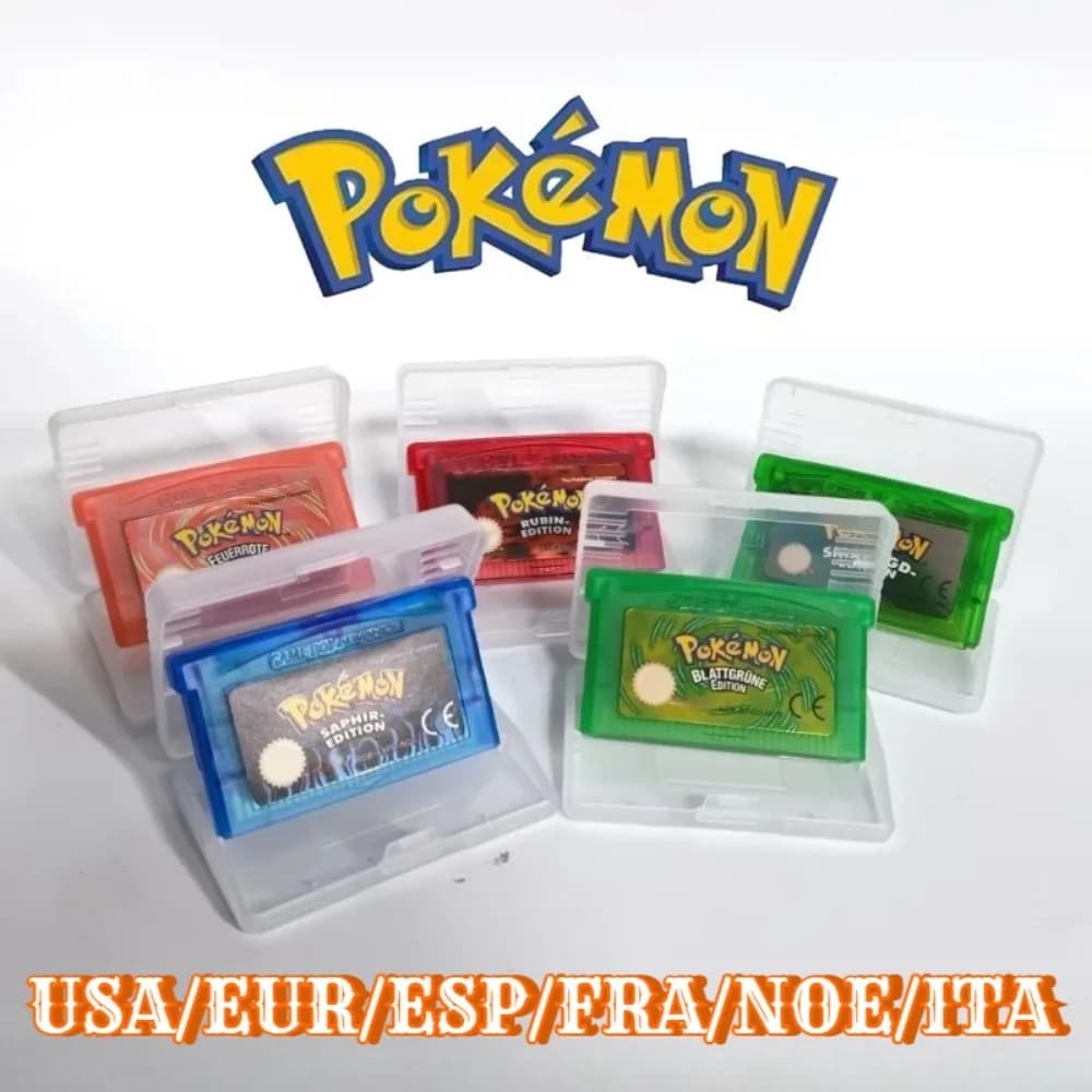Cartuccia di Gioco GBA 32Bit per Console Video, Pokemon Emerald FireRed LeafGreen Ruby Sapphire, Etichetta Lucida, Versione NOE/FRA/ESP