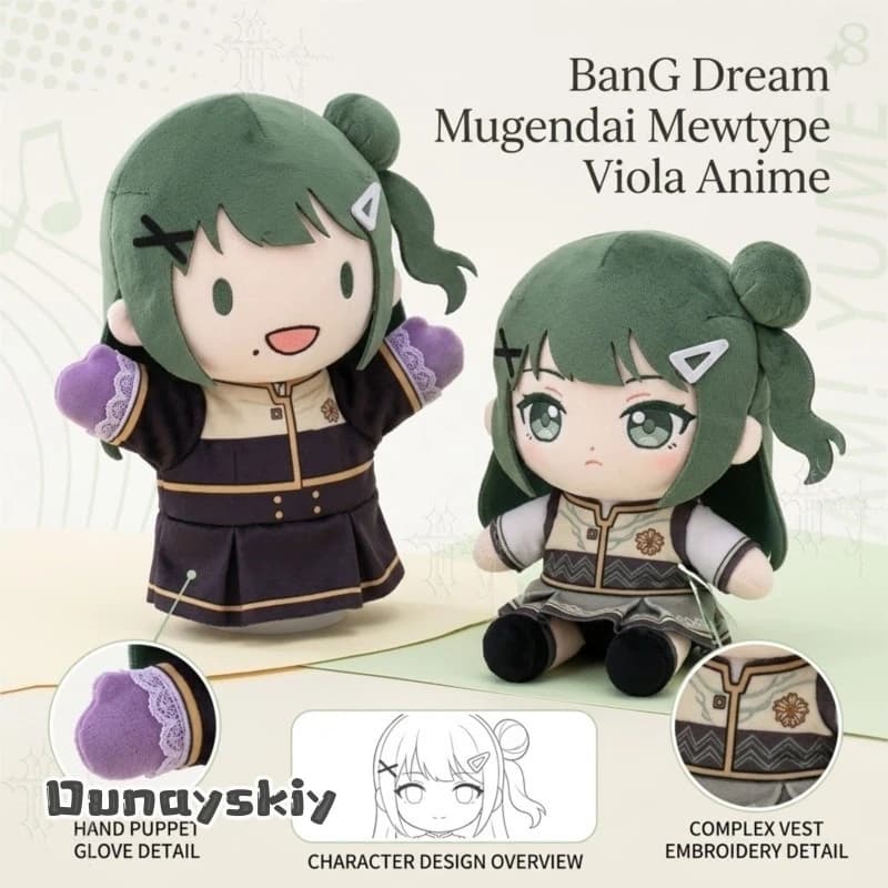 BanG Dream Mugendai Mewtype Viola Anime Hand Puppet Plush Wig Figure Comic Con Merch Soft Stuffed Toy For Collection Halloween