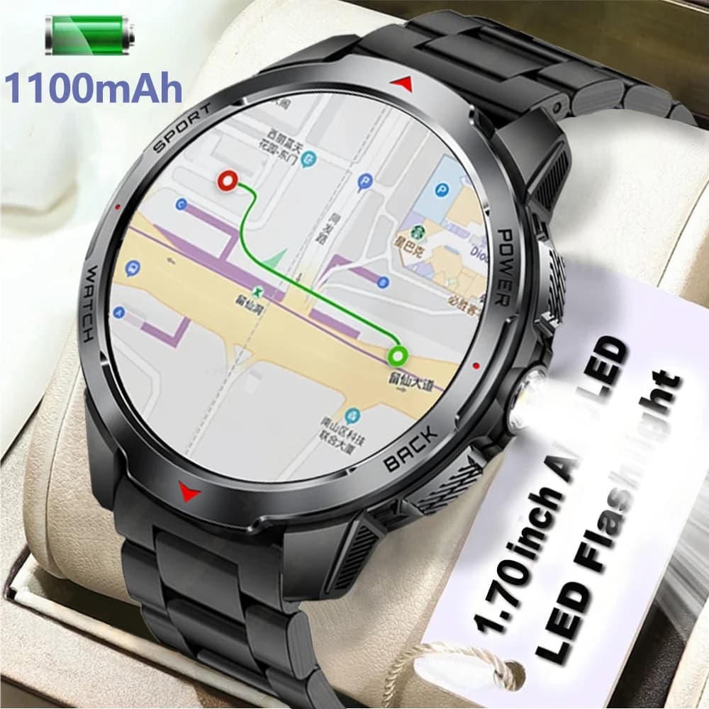2025 NewMilitary Grado 1000mAh Batteria Astuto Della Vigilanza 3ATM Impermeabile GPS Bussola Altimetro Chiamata AMOLED Uomini Nuoto Sport Smartwatch