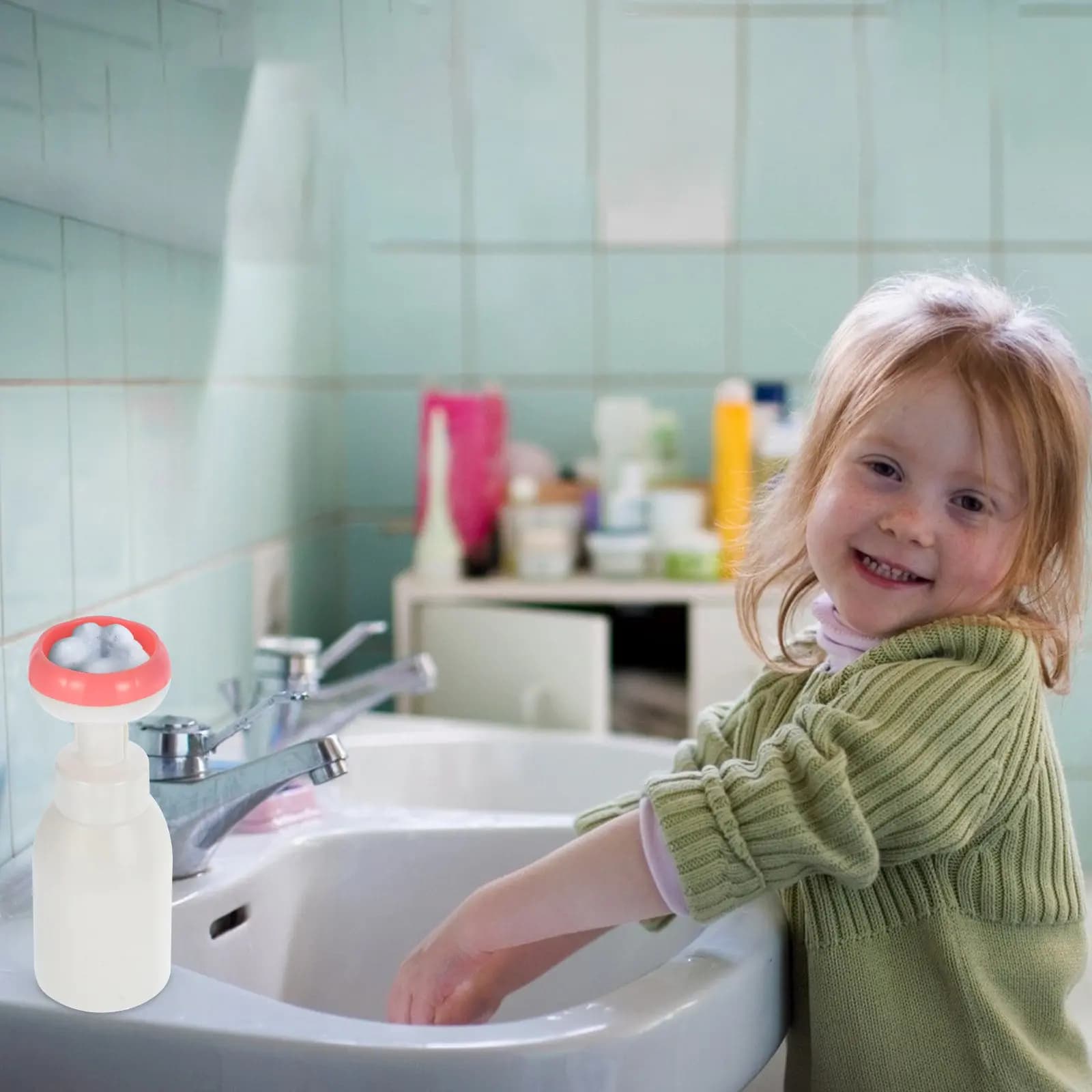 2 dispenser per bottiglie schiumogene a forma di fiore, dispenser per bolle di sapone, bottiglia da viaggio ricaricabile, pompa per crema e sapone