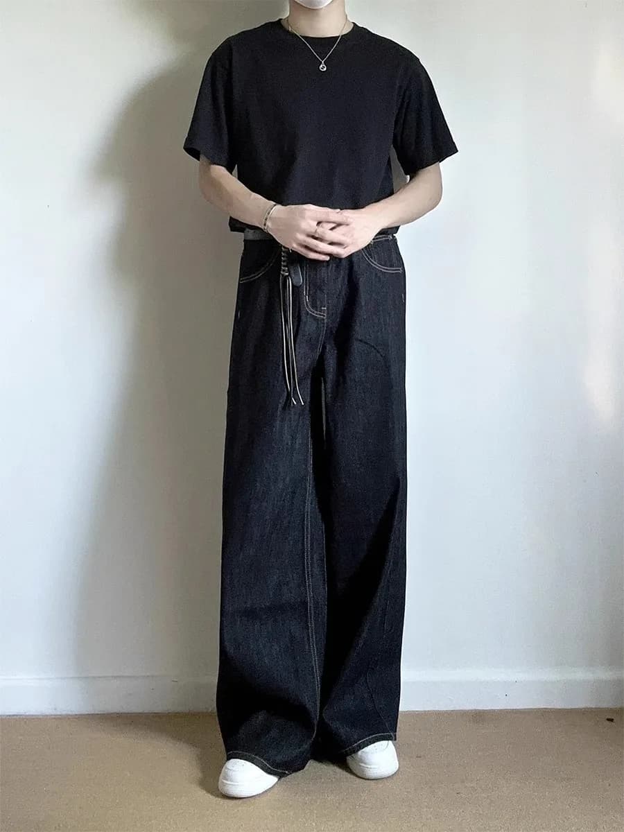 American Retro Straight Leg Slimming Jeans Men's Spring Autumn High Street Loose Long Pants Casual Straight Tube Denim