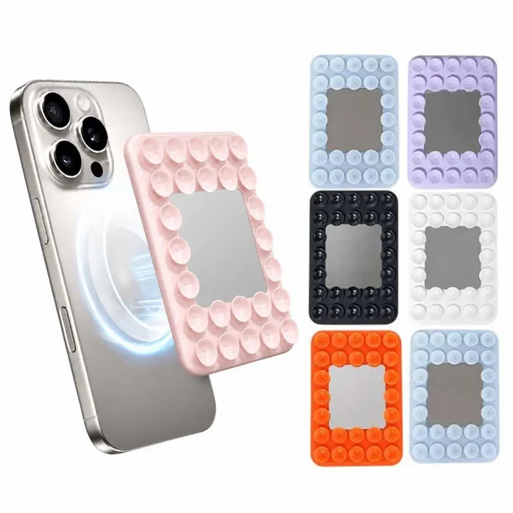 Silicone Suction Cup Phone Holder with Mirror Magnetic Phone Mount For MagSafe Hands-free Phone Stand For Bathroom Mirror Gym