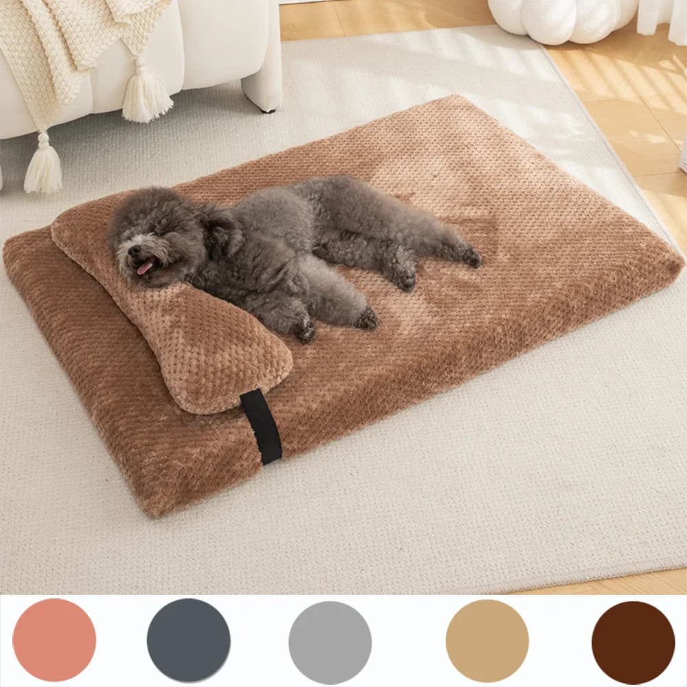 Letto per cani caldo e calmante con cuscino, soffice tappetino per cani in peluche con copertura invernale rimovibile per cani e gatti di taglia grande, media e piccola