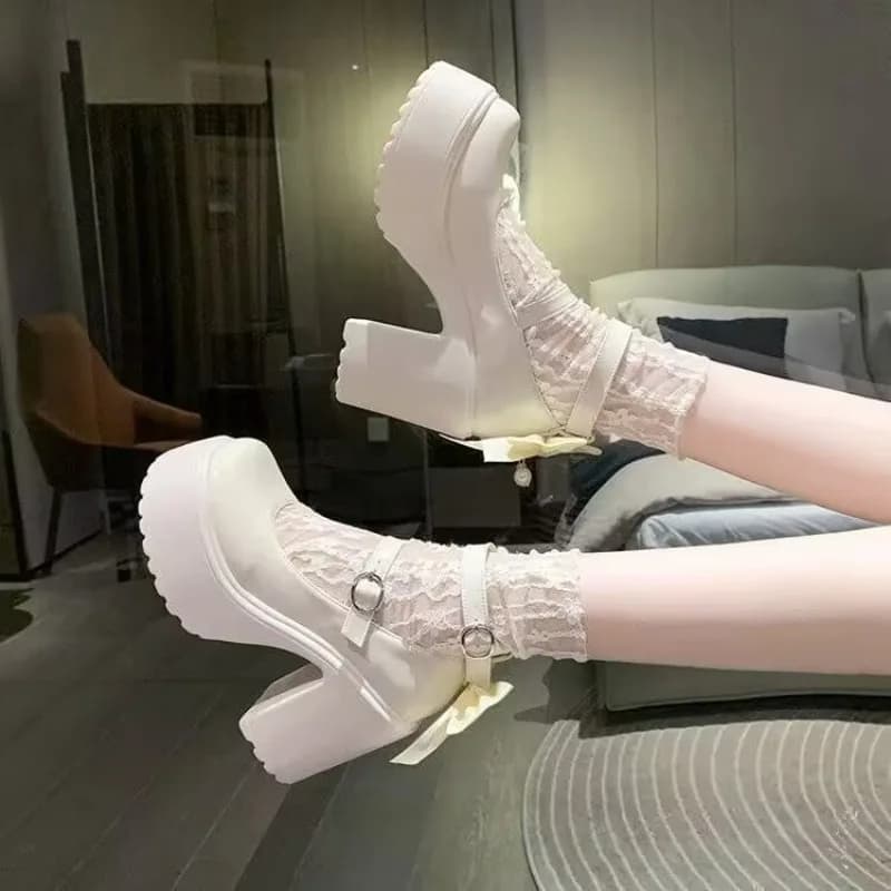 Tacchi alti con suola spessa Mary Jane Piccole scarpe in pelle Donna 2025 Design Punk Lolita Scarpe Moda donna Mocassini versatili Casual