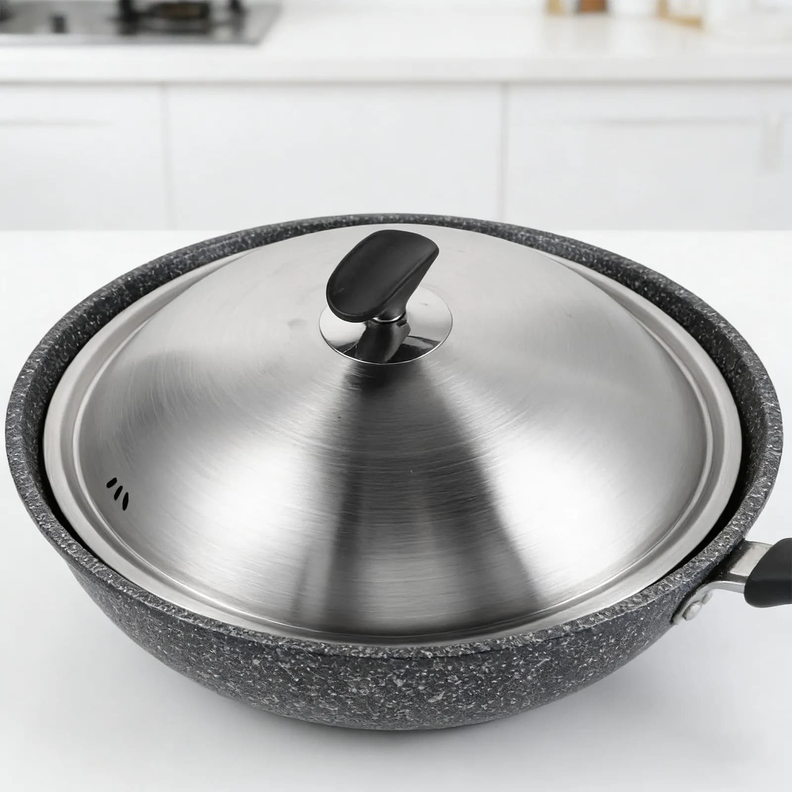 Stainless Steel Pot Cover 30 cm, Universal Replacement Round Cover with Pomello Handle for Padella, Casseruola, Pentola, Kitchen Tools