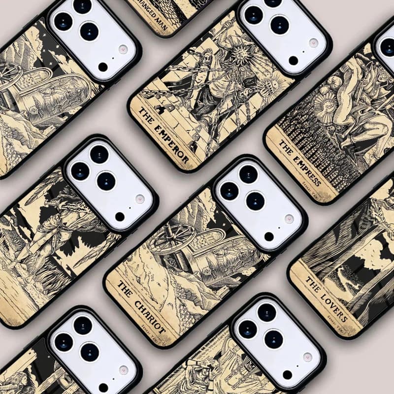 Custodia Protettiva Morbida per iPhone 17 16e 15 14 13 12 11 Pro Max Air Mini con Design Astrologico Tarocchi Sole Luna Amore