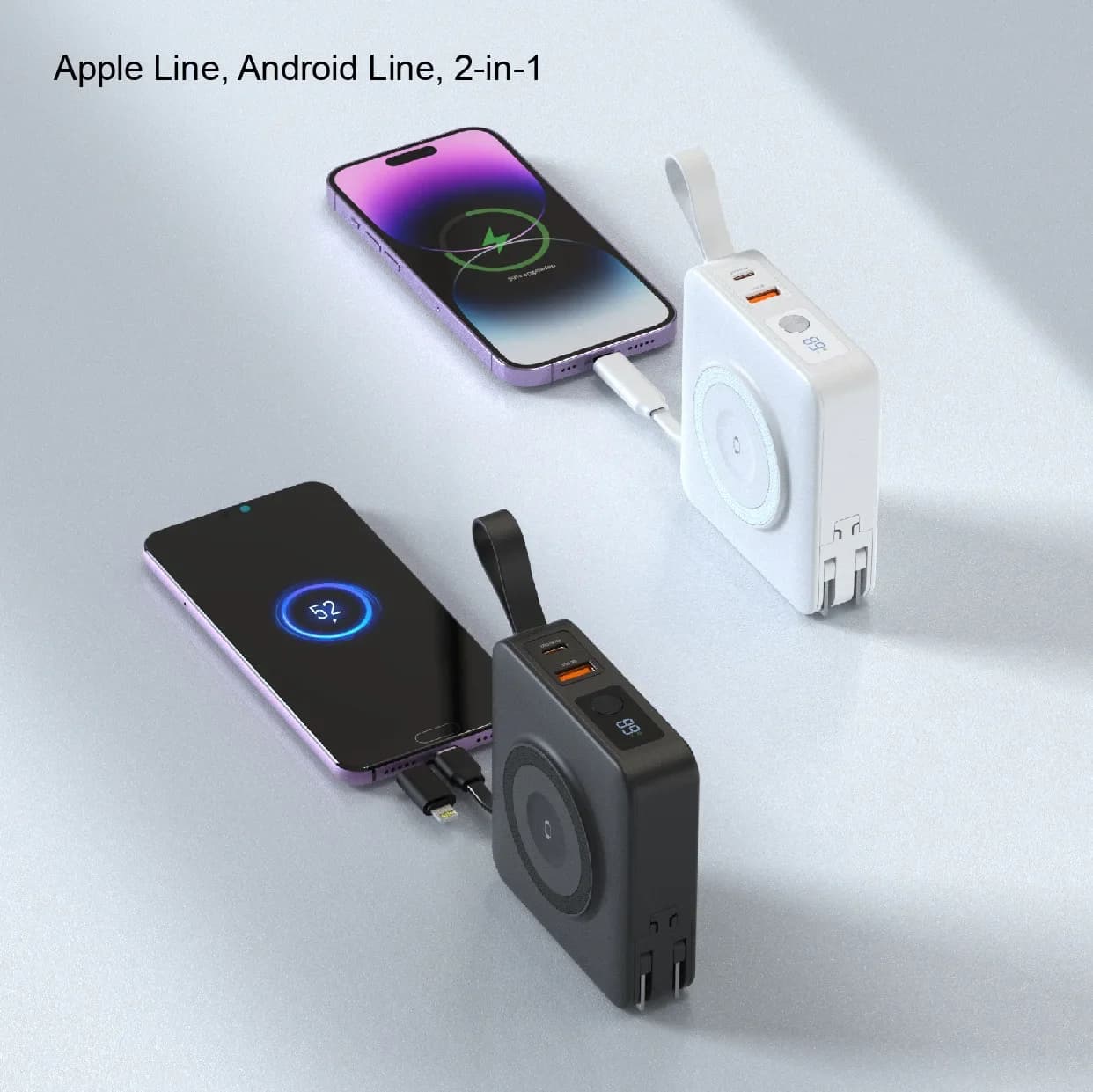2025 New 10000mAh 5-in-1 Multifunctional Magnetic Wireless Power Bank with 22.5W Fast Charging AC Wall Plug-in Mobile Power Supp